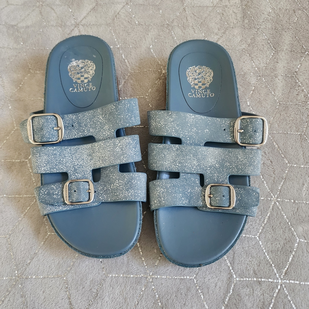 VINCE CAMUTO | Blue Slide Sandals - Picture 9 of 13